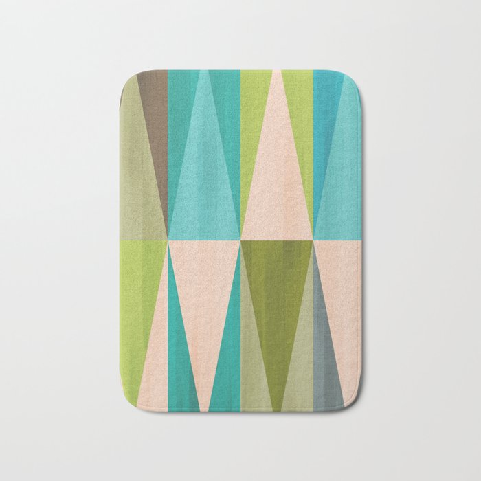 Mid Mod Diamond Pattern 3. textured Blue Green Bath Mat Gallery Image 1