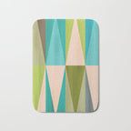Mid Mod Diamond Pattern 3. textured Blue Green Bath Mat Gallery Image 1