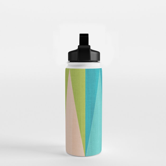 Mid Mod Diamond Pattern 3. textured Blue Green Water Bottle Gallery Image 2