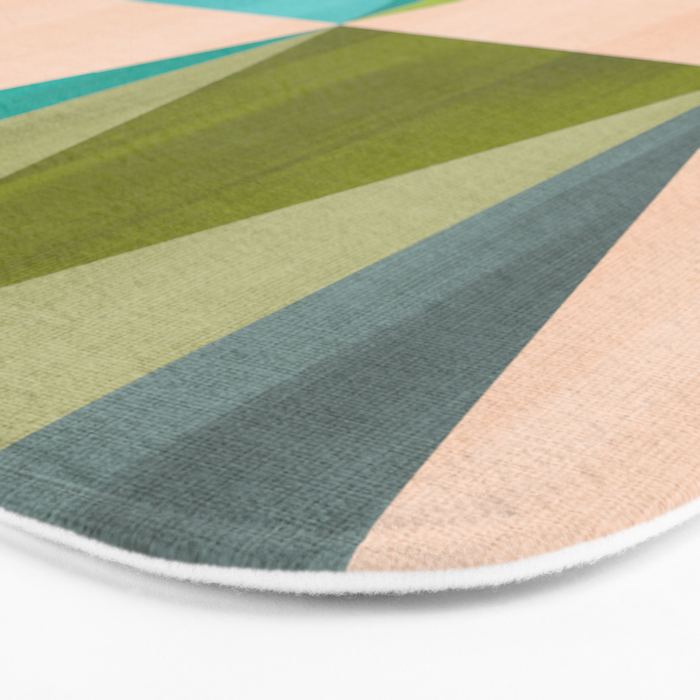 Mid Mod Diamond Pattern 3. textured Blue Green Bath Mat Gallery Image 3