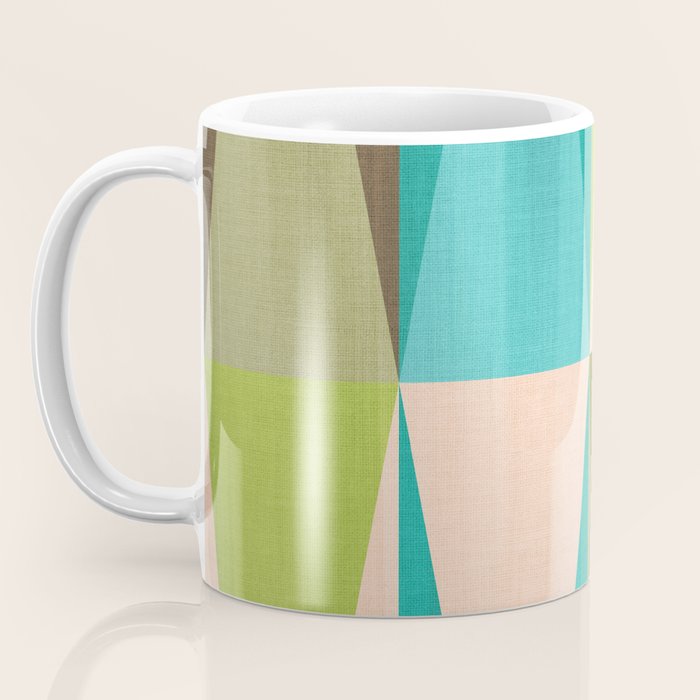 Mid Mod Diamond Pattern 3. textured Blue Green Coffee Mug Gallery Image 3