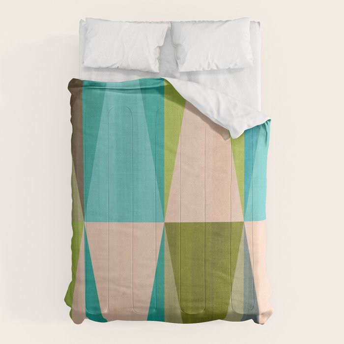 Mid Mod Diamond Pattern 3. textured Blue Green Comforter Gallery Image 6