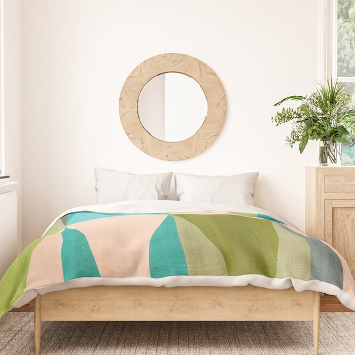 Mid Mod Diamond Pattern 3. textured Blue Green Duvet Cover Gallery Image 3