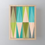 Mid Mod Diamond Pattern 3. textured Blue Green Mini Art Print Gallery Image 1