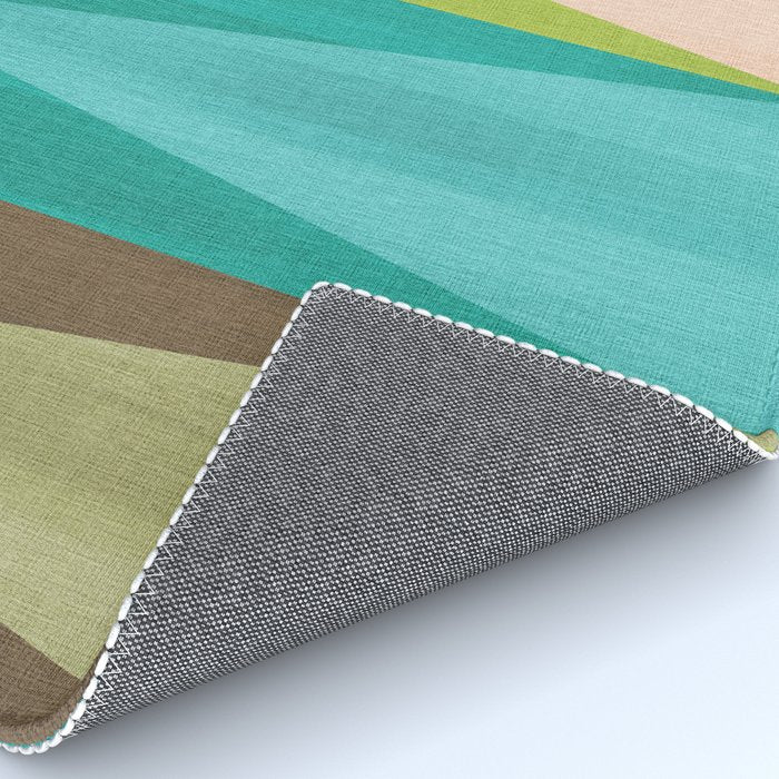 Mid Mod Diamond Pattern 3. textured Blue Green Rug Gallery Image 4
