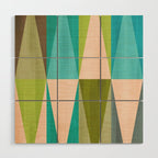 Mid Mod Diamond Pattern 3. textured Blue Green Wood Wall Art Gallery Image 1