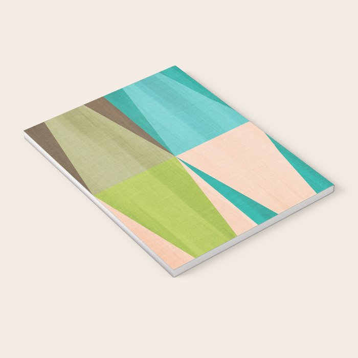 Mid Mod Diamond Pattern 3. textured Blue Green Notebook Gallery Image 3