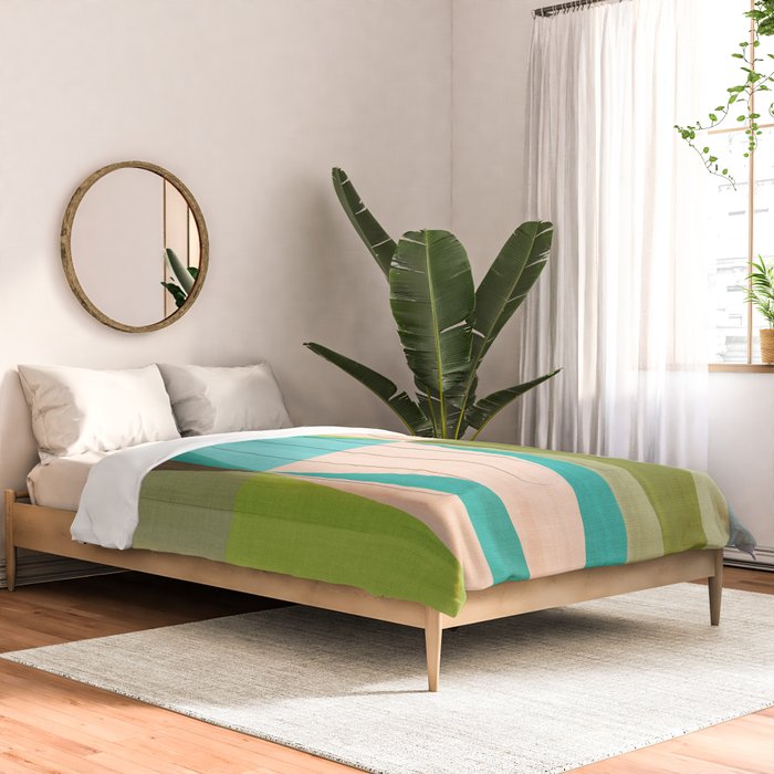 Mid Mod Diamond Pattern 3. textured Blue Green Comforter Gallery Image 2