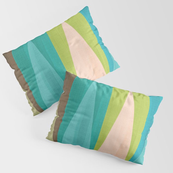 Mid Mod Diamond Pattern 3. textured Blue Green Pillow Sham Gallery Image 3