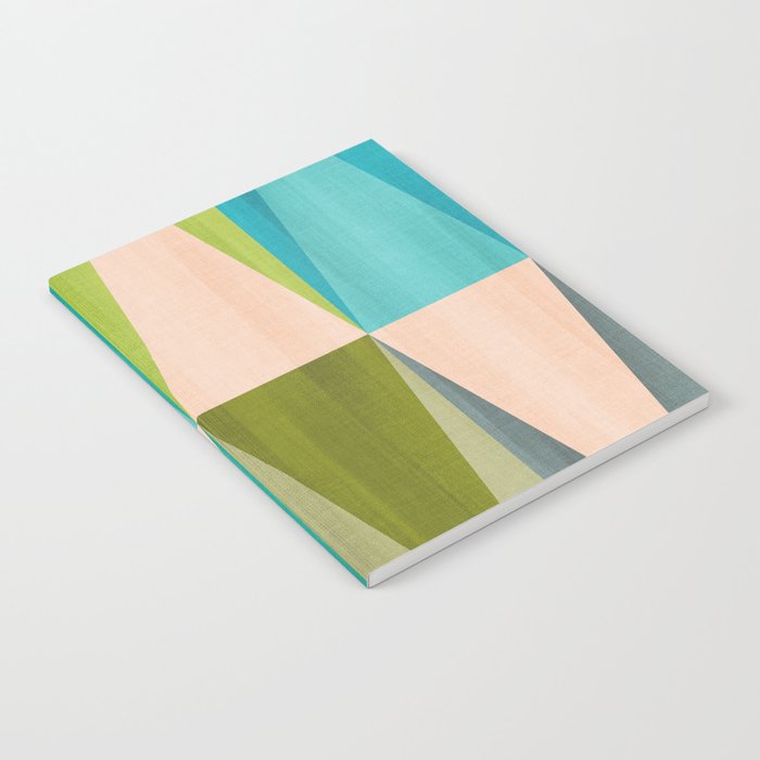 Mid Mod Diamond Pattern 3. textured Blue Green Notebook Gallery Image 2
