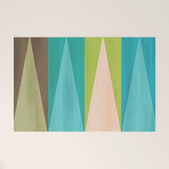 Mid Mod Diamond Pattern 3. textured Blue Green Welcome Mat Gallery Image 1