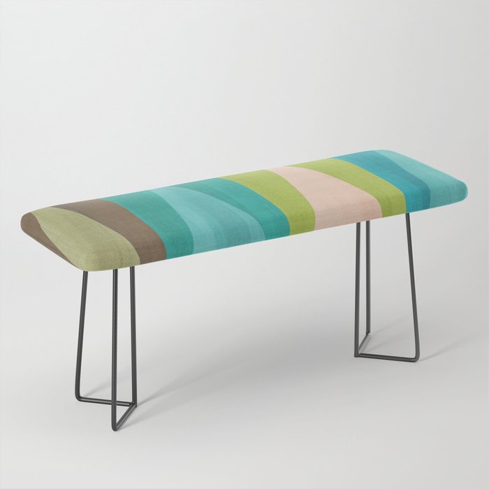 Mid Mod Diamond Pattern 3. textured Blue Green Bench Gallery Image 1