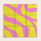 Vivid Abstract Organic Forms Neon Yellow and Pink Pattern Wood Wall Art Gallery Image 1