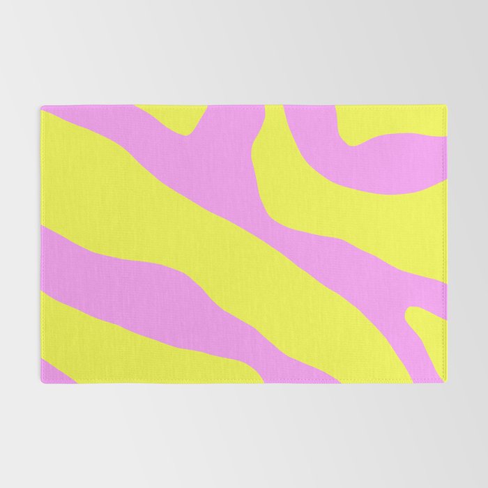Vivid Abstract Organic Forms Neon Yellow and Pink Pattern Rug Gallery Image 2