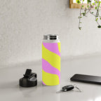 Vivid Abstract Organic Forms Neon Yellow and Pink Pattern Water Bottle Gallery Image 4