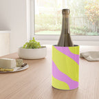 Vivid Abstract Organic Forms Neon Yellow and Pink Pattern Wine Chiller Gallery Image 4