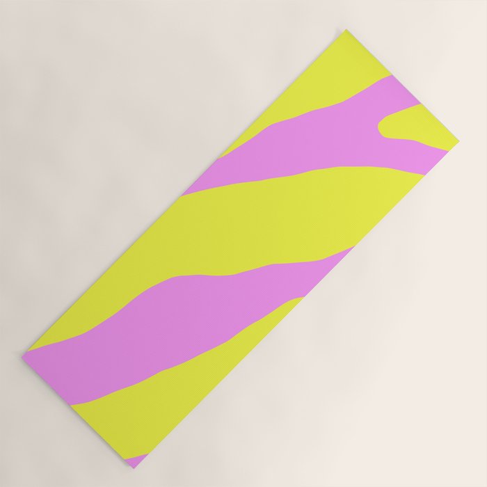 Vivid Abstract Organic Forms Neon Yellow and Pink Pattern Yoga Mat Gallery Image 1
