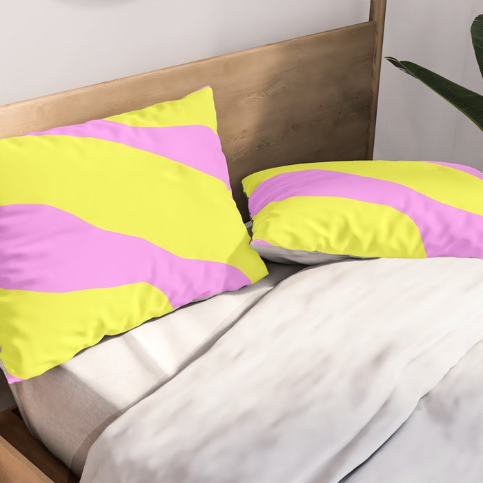 Vivid Abstract Organic Forms Neon Yellow and Pink Pattern Pillow Sham Gallery Image 2