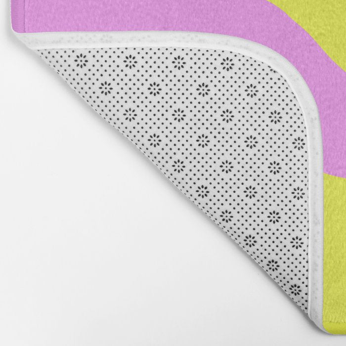 Vivid Abstract Organic Forms Neon Yellow and Pink Pattern Bath Mat Gallery Image 2