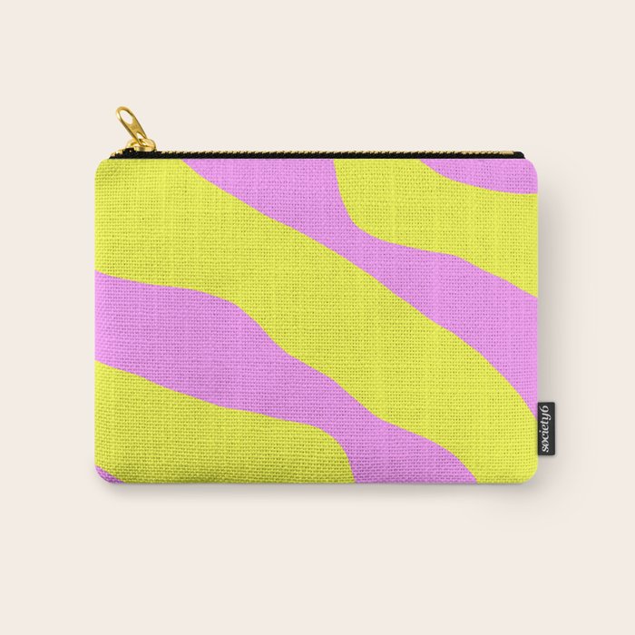 Vivid Abstract Organic Forms Neon Yellow and Pink Pattern Carry All Pouch Gallery Image 1