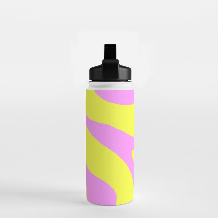 Vivid Abstract Organic Forms Neon Yellow and Pink Pattern Water Bottle Gallery Image 2