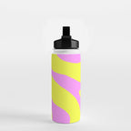 Vivid Abstract Organic Forms Neon Yellow and Pink Pattern Water Bottle Gallery Image 2