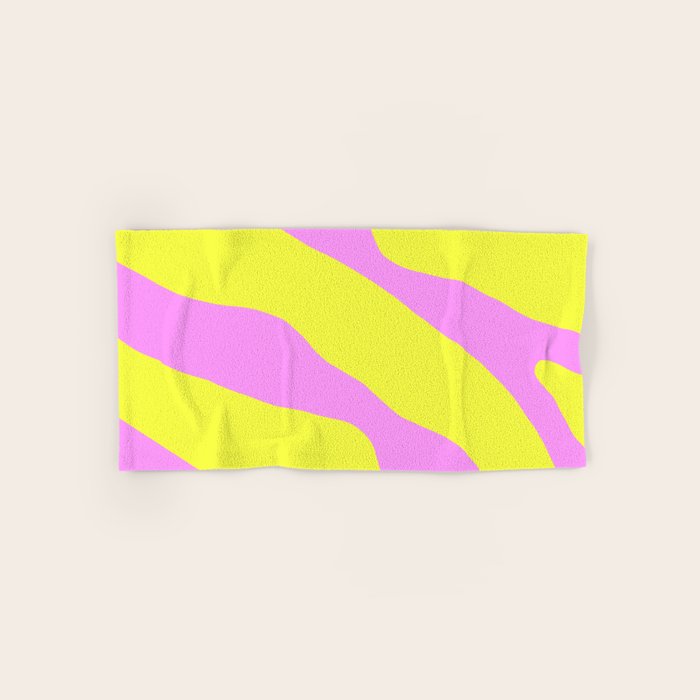 Vivid Abstract Organic Forms Neon Yellow and Pink Pattern Bath Towel Gallery Image 1