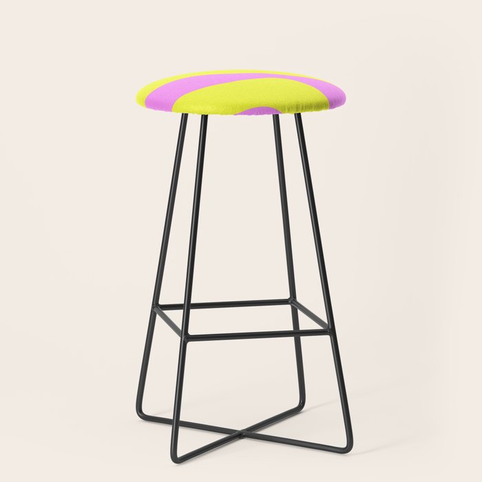 Vivid Abstract Organic Forms Neon Yellow and Pink Pattern Stool Gallery Image 1