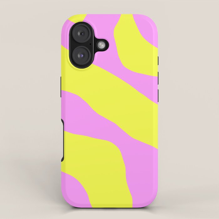 Vivid Abstract Organic Forms Neon Yellow and Pink Pattern iPhone Case Gallery Image 1
