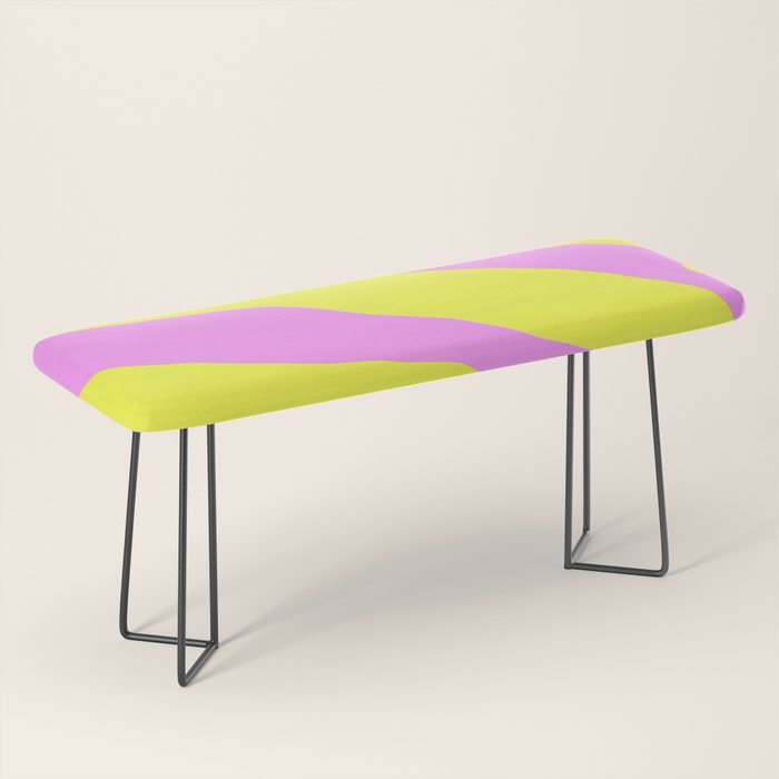 Vivid Abstract Organic Forms Neon Yellow and Pink Pattern Bench Gallery Image 1