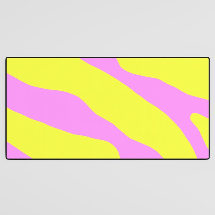 Vivid Abstract Organic Forms Neon Yellow and Pink Pattern Desk Mat Gallery Image 3