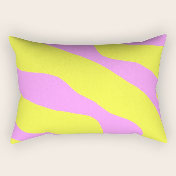 Vivid Abstract Organic Forms Neon Yellow and Pink Pattern Rectangular Pillow Gallery Image 1