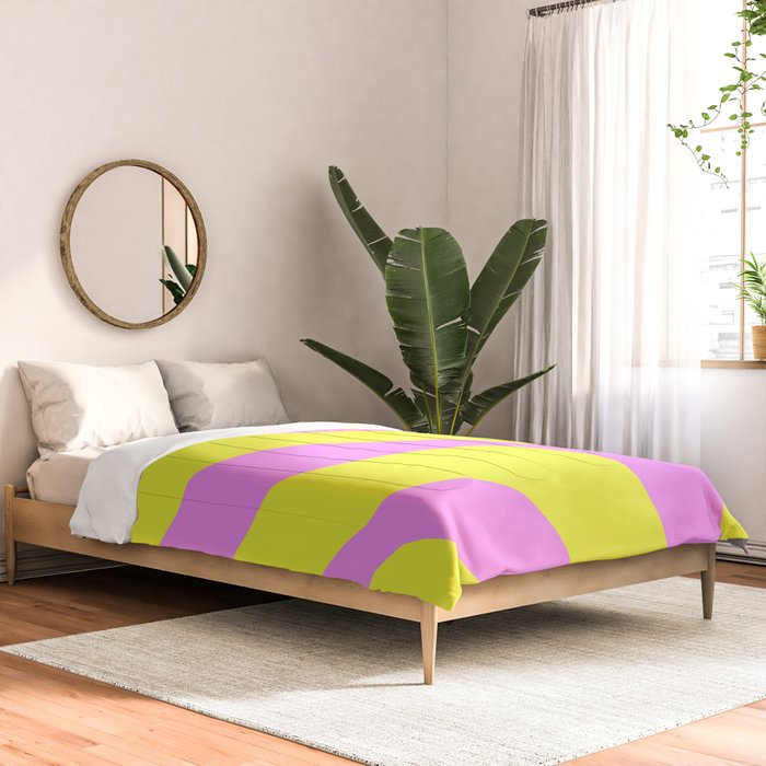 Vivid Abstract Organic Forms Neon Yellow and Pink Pattern Comforter Gallery Image 2