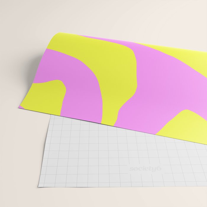 Vivid Abstract Organic Forms Neon Yellow and Pink Pattern Wrapping Paper Gallery Image 2