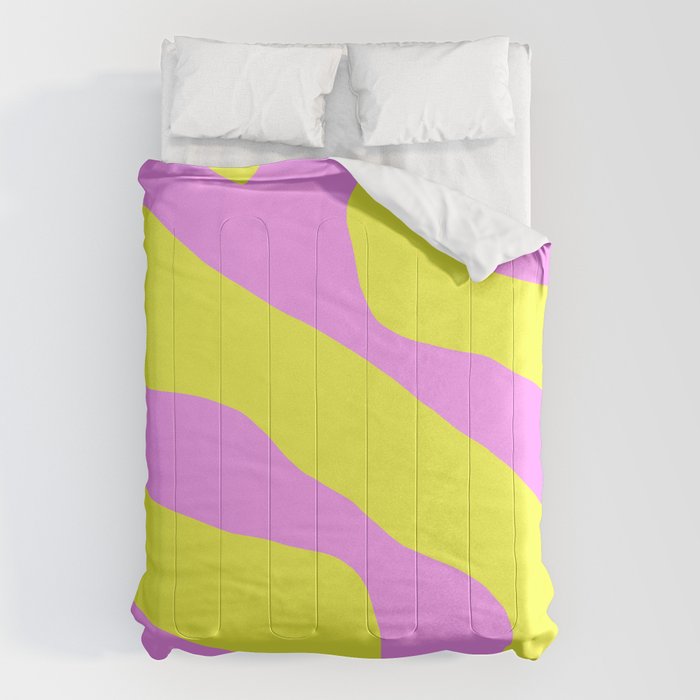 Vivid Abstract Organic Forms Neon Yellow and Pink Pattern Comforter Gallery Image 6