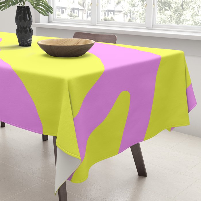 Vivid Abstract Organic Forms Neon Yellow and Pink Pattern Tablecloth Gallery Image 3