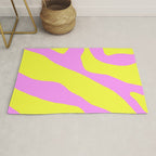 Vivid Abstract Organic Forms Neon Yellow and Pink Pattern Rug Gallery Image 1