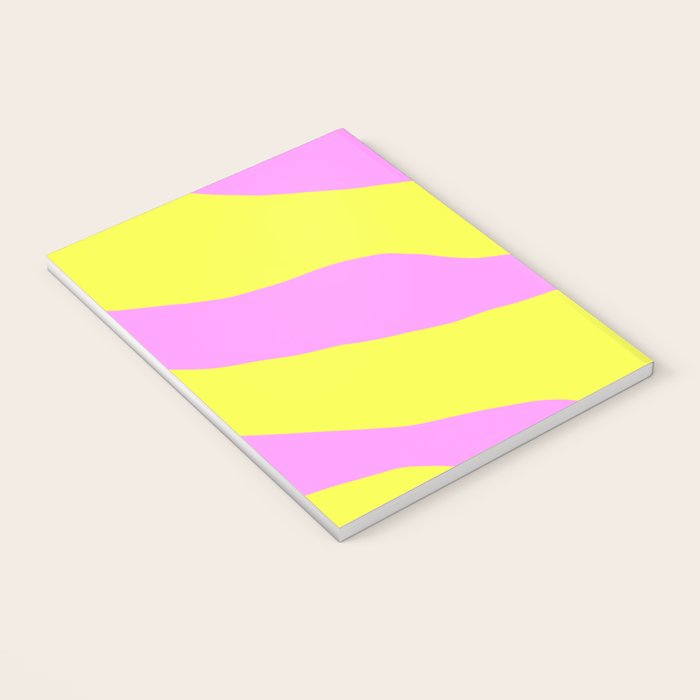 Vivid Abstract Organic Forms Neon Yellow and Pink Pattern Notebook Gallery Image 3