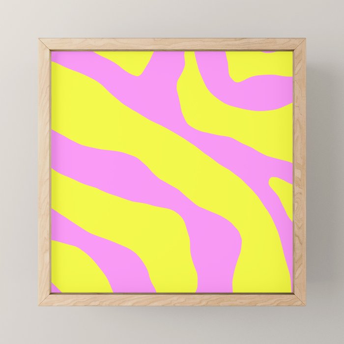 Vivid Abstract Organic Forms Neon Yellow and Pink Pattern Mini Art Print Gallery Image 1