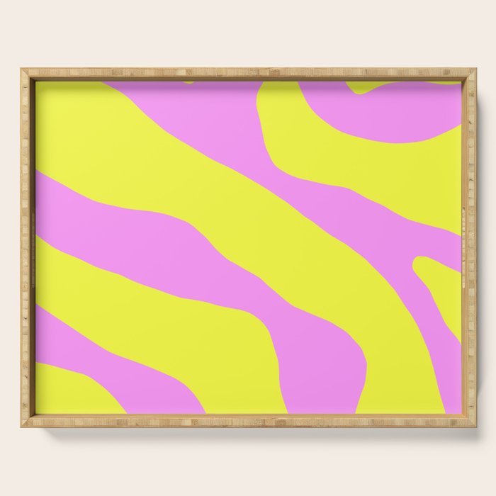 Vivid Abstract Organic Forms Neon Yellow and Pink Pattern Serving Tray Gallery Image 1