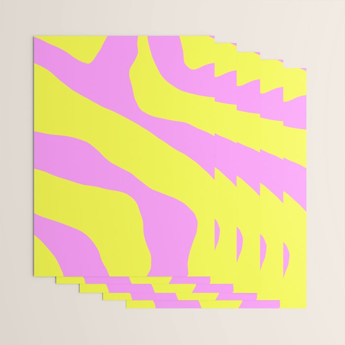 Vivid Abstract Organic Forms Neon Yellow and Pink Pattern Wrapping Paper Gallery Image 3