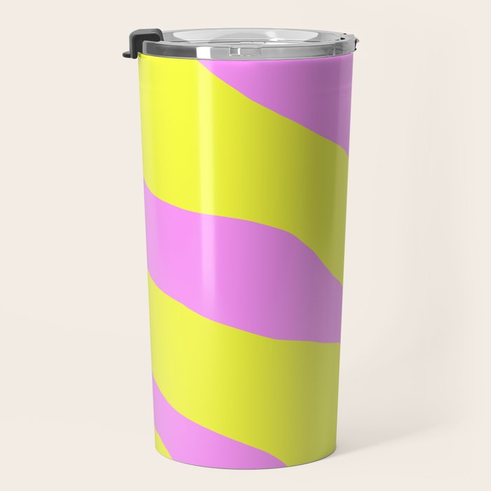 Vivid Abstract Organic Forms Neon Yellow and Pink Pattern Travel Mug Gallery Image 3