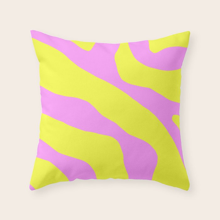 Vivid Abstract Organic Forms Neon Yellow and Pink Pattern Throw Pillow Gallery Image 6