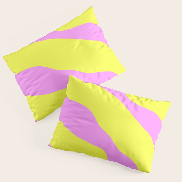 Vivid Abstract Organic Forms Neon Yellow and Pink Pattern Pillow Sham Gallery Image 1