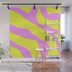 Vivid Abstract Organic Forms Neon Yellow and Pink Pattern Wall Mural Gallery Image 1