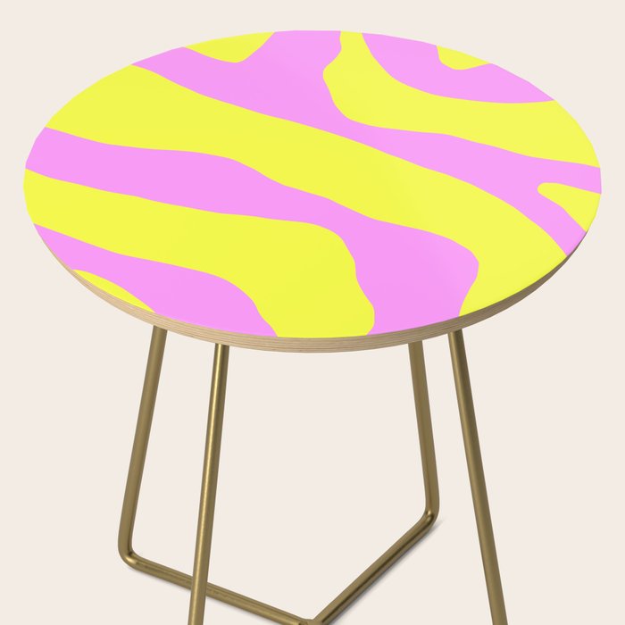 Vivid Abstract Organic Forms Neon Yellow and Pink Pattern Side Table Gallery Image 2