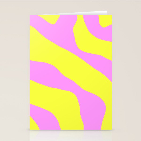 Vivid Abstract Organic Forms Neon Yellow and Pink Pattern Stationery Card Gallery Image 2