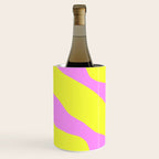 Vivid Abstract Organic Forms Neon Yellow and Pink Pattern Wine Chiller Gallery Image 1