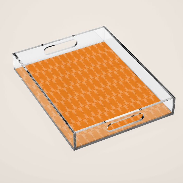 Mid Century Modern Geometric Orange Hexad Pattern Acrylic Tray Gallery Image 1