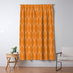Mid Century Modern Geometric Orange Hexad Pattern Window Curtain Gallery Image 5